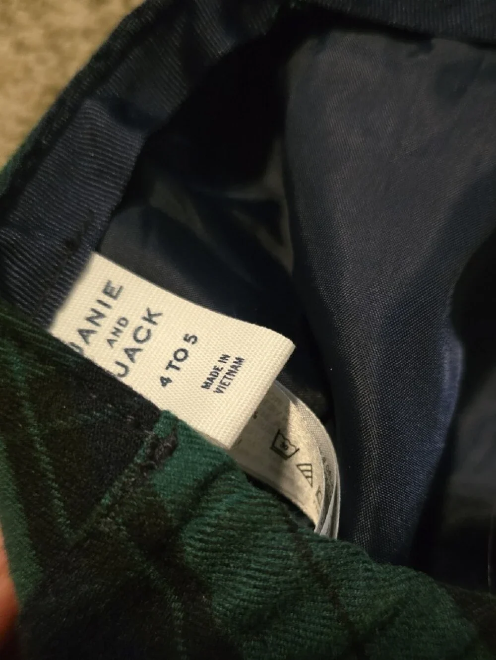 Janie and Jack Green and Navy Plaid Cap